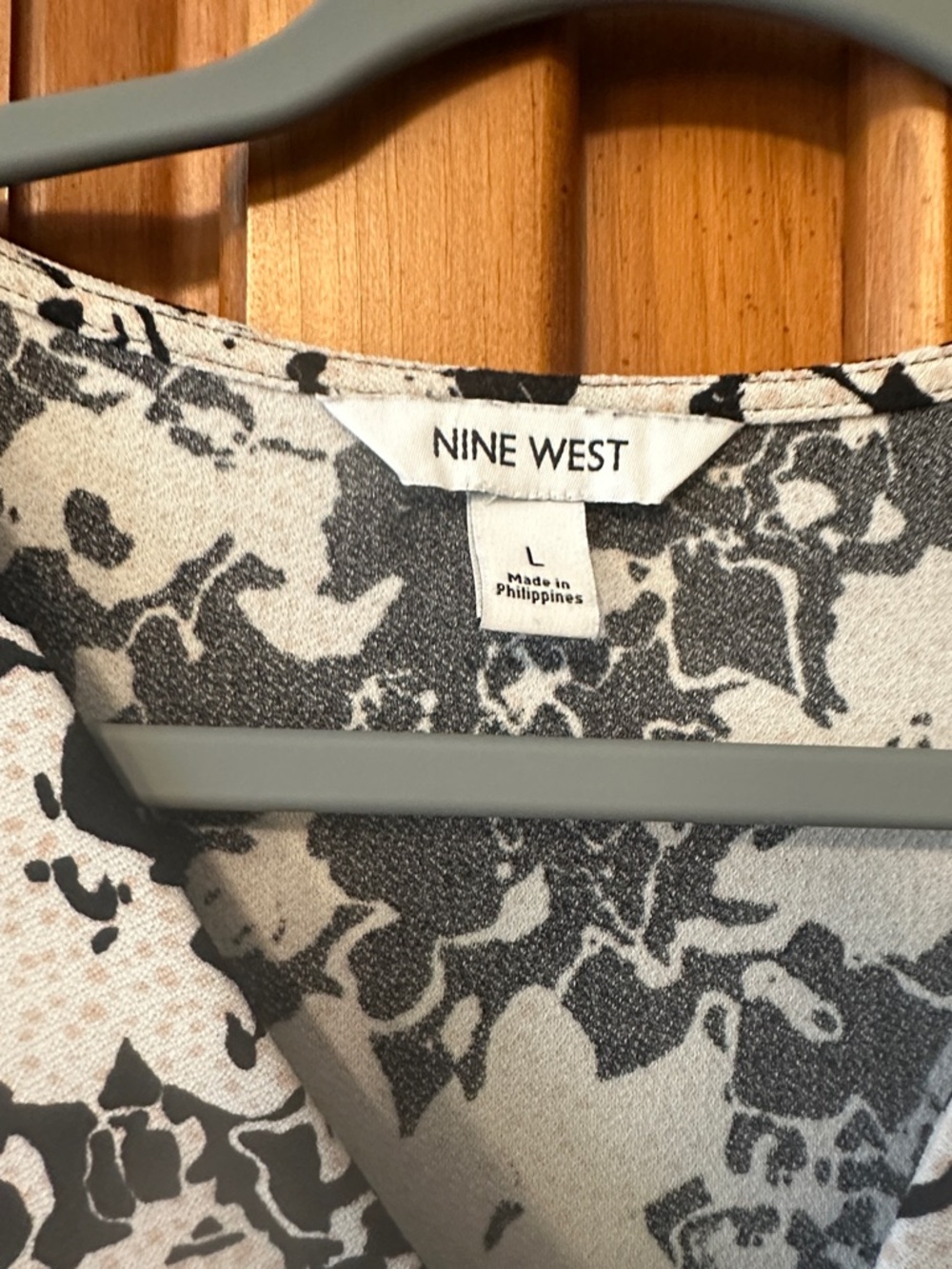 Nine West Black & White Floral Wrap Dress L - Picture 2 of 7